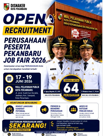 Pekanbaru Job Fair 2026: 64 Perusahaan Siap Rekrut, Gratis dan Terbuka untuk Semua!