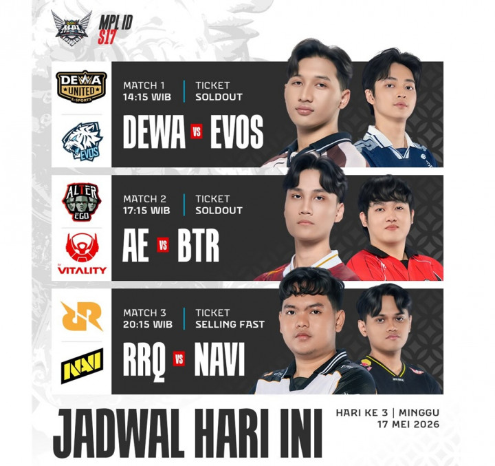 Jadwal MPL ID S17 Hari Ini 17 Mei, Alter Ego vs BTR Penentu Nasib Playoff