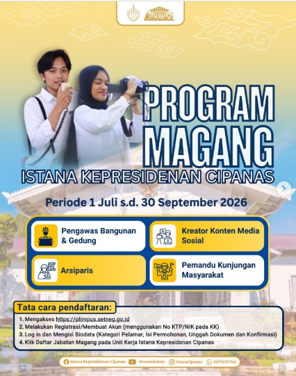 Magang Istana Kepresidenan Cipanas. DOK IG @istanacipanas