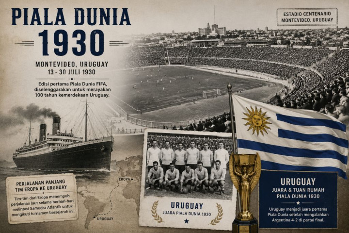 Sejarah Piala Dunia 1930: Turnamen Perdana, Drama Dua Bola di Final & Perjalanan Laut Melelahkan