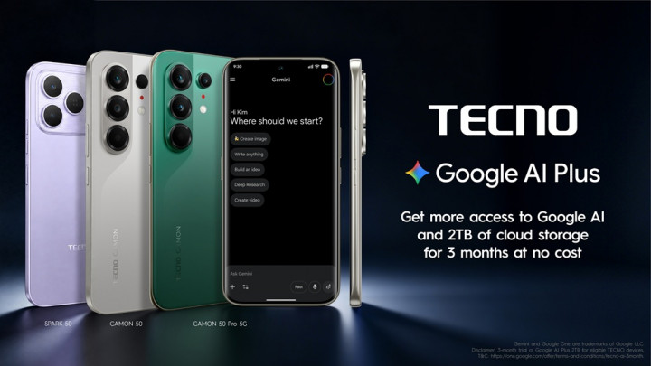 Beli Tecno Dapat Google AI Plus Gratis 3 Bulan, Bonus Cloud 2TB dan Fitur Gemini
