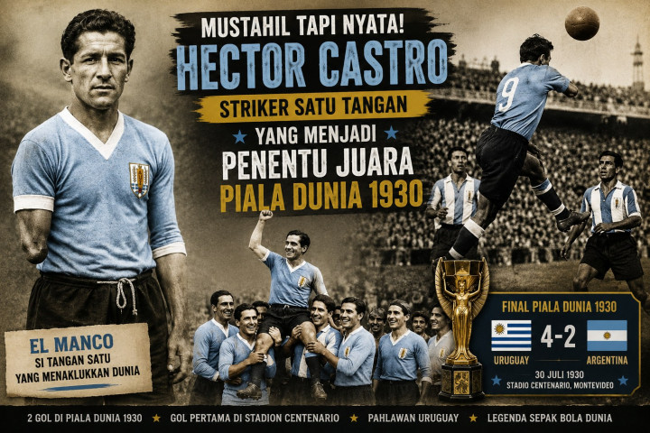Mustahil tapi Nyata! Kisah Striker Satu Tangan yang Menjadi Penentu Juara Piala Dunia 1930