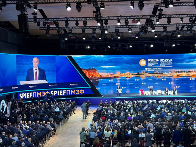 Presiden Rusia Vladimir Putin di SPIEF 2026. Foto: Medcom.id/Annisa Ayu