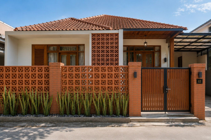 5 Inspirasi Model Pagar Kombinasi Roster dan Tanaman untuk Rumah