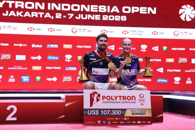 Ganda campuran Denmark, Mathias Christiansen/Alexandra Boje, juara Indonesia Open 2026 (dok. PBSI)