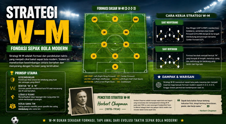 Menguak Sejarah Formasi W-M: Taktik Kuno yang Jadi Kiblat Sepak Bola Modern