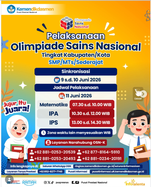 Terakhir Hari Ini! Cara Sinkronisasi OSN-K SMP 2026 dan Jadwal Ujian Besok