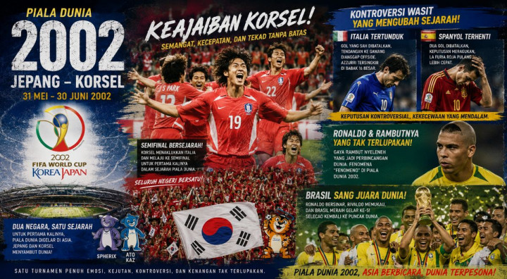 Sejarah Piala Dunia 2002: Dongeng Korsel, Skandal Wasit dan Rambut Viral Ronaldo
