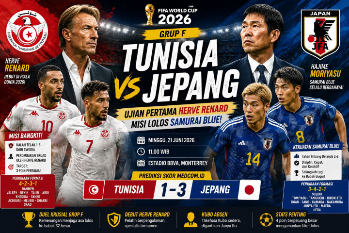 Prediksi Tunisia vs Jepang: Debut Herve Renard Diuji, Samurai Biru Selangkah Lagi ke Fase Gugur