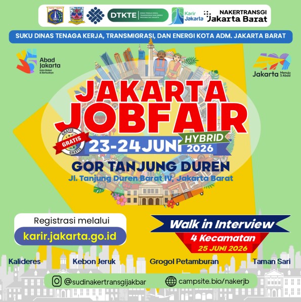 Sediakan 4.262 Lowongan Kerja, Jakarta Barat Job Fair 2026 Gelombang I Resmi Dibuka!