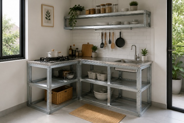 5 Inspirasi Desain Dapur Kecil dengan Baja Ringan yang Kokoh