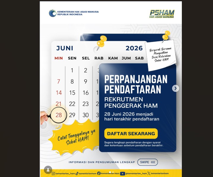 Rekrutmen Penggerak HAM 2026 Diperpanjang! Ini Jadwal Barunya