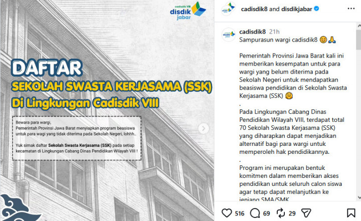 70 Sekolah Swasta Kerja Sama Kabupaten Bandung dan Sumedang, Buat yang Gagal SPMB SMA 2026