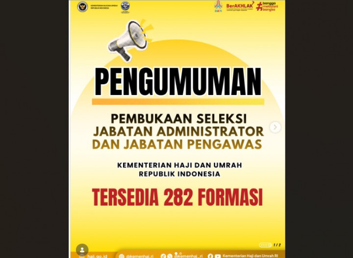 Kemenhaj Buka Seleksi 282 Jabatan Administrator dan Pengawas, Info Lengkap di Sini