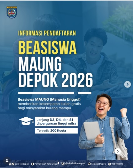 Pendaftaran Beasiswa MAUNG Depok 2026 Dibuka 1 Juli, Ini Syarat dan Cara Daftarnya!