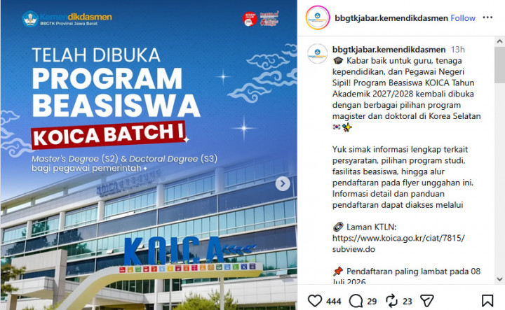 Beasiswa Koica 2027 Sekarang Terbuka Buat Guru Lho! Catat Persyaratannya