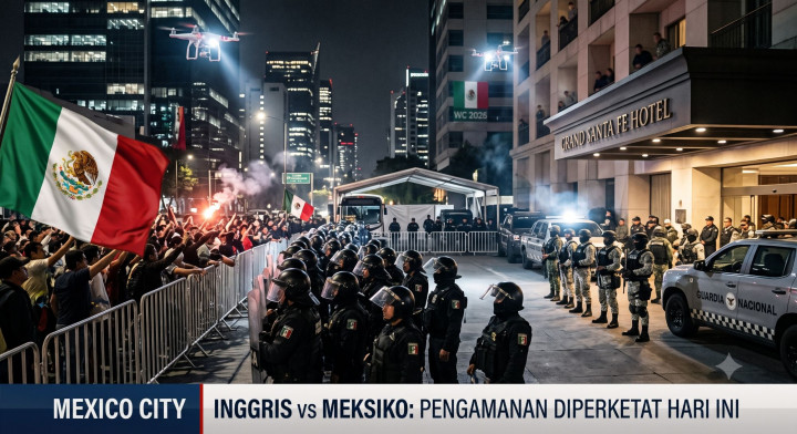 Jelang Meksiko vs Inggris: Suporter Tuan Rumah Bikin Gaduh di Luar Hotel Three Lions
