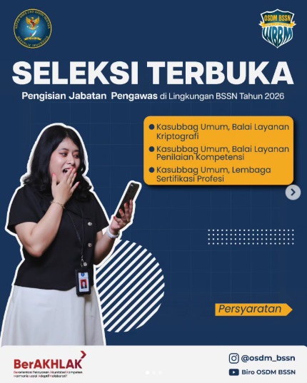 BSSN Buka Seleksi Terbuka Jabatan Pengawas untuk PNS, Cek Syaratnya