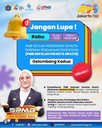 SPMB Sekolah Swasta Gratis Gelombang 2 DKI Jakarta Dibuka Hari Ini, Cek Mekanisme Pendaftarannya