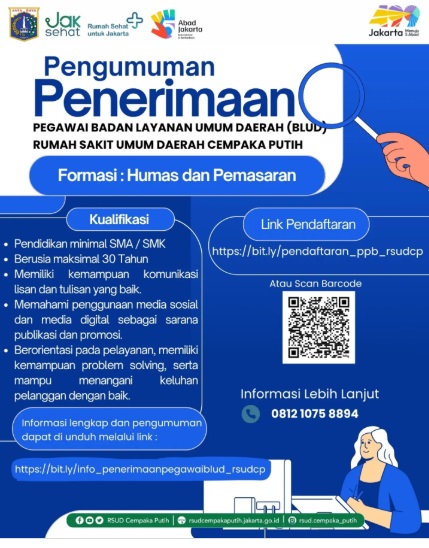 Lowongan Pegawai BLUD RSUD Cempaka Putih 2026 Dibuka, Cek Syarat dan Cara Daftarnya!