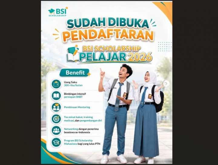 Link Pendaftaran BSI Scholarship Pelajar 2026, Siswa Kelas 12 Merapat!