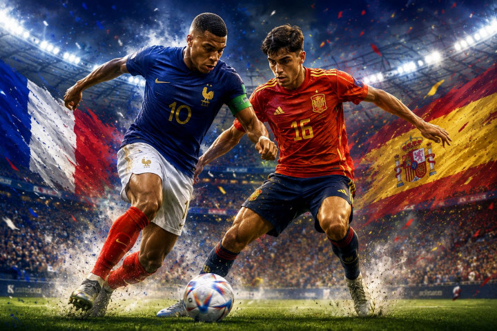 Susunan Pemain Resmi Prancis vs Spanyol: Deschamps Turunkan Barcola, La Roja tanpa Perubahan