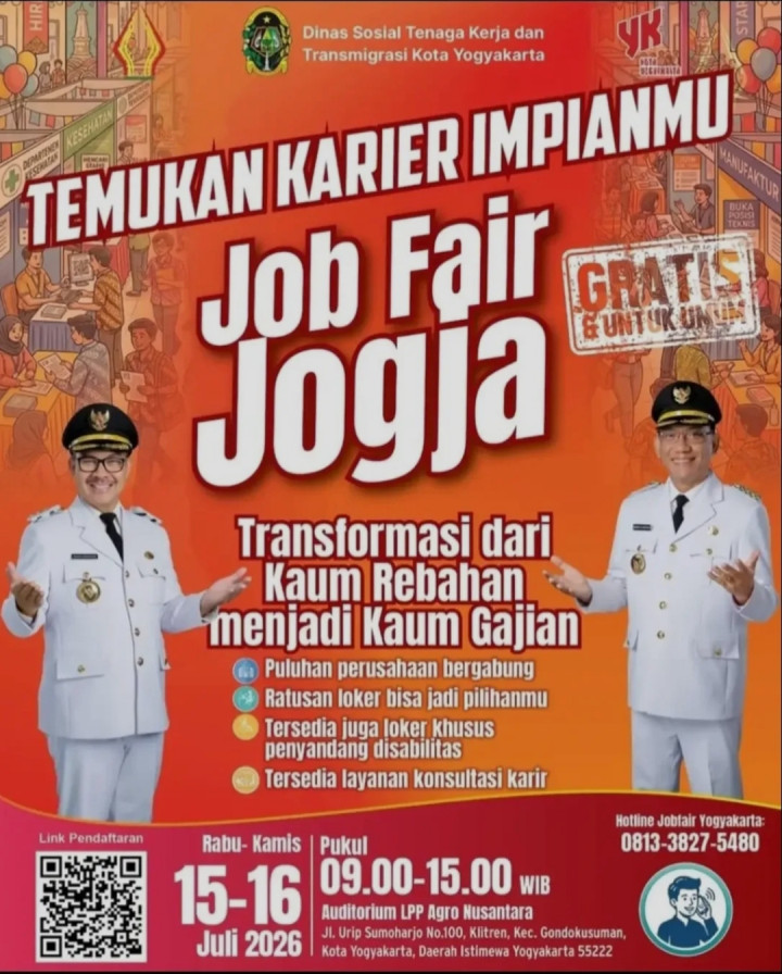 Job Fair Jogja 2026: Ada 2.000 Lowongan Kerja Lulusan SMA hingga Disabilitas!