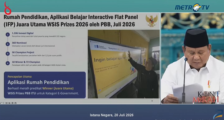 Di-<i>notice</i> PBB! Prabowo Bangga Digitalisasi Pendidikan RI Raih Penghargaan Dunia