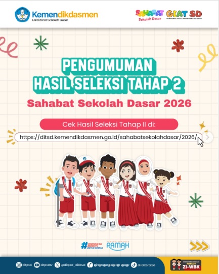 80 Sekolah Lolos Seleksi Tahap 2 Sahabat Sekolah Dasar 2026, Cek di Sini!