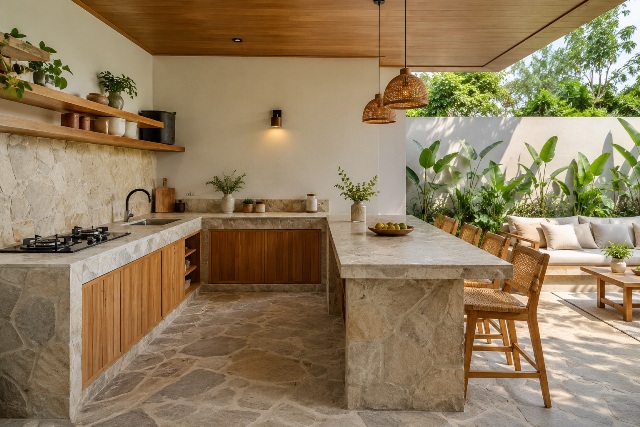 5 Ide Dapur Terbuka Belakang Rumah, Bikin Ruangan Terasa Lebih Luas dan Sejuk