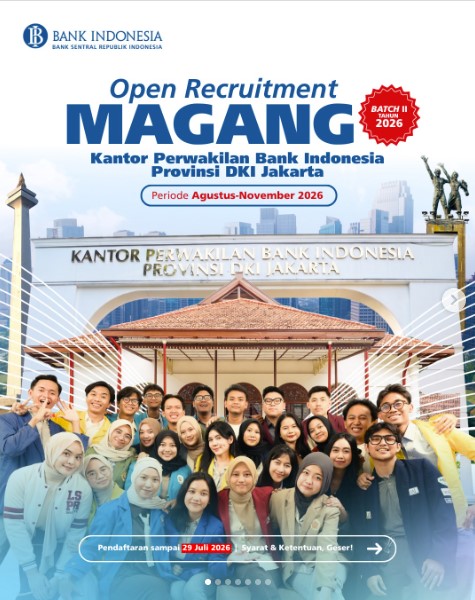 Lowongan Magang Bank Indonesia Jakarta Dibuka hingga 29 Juli, Cek Syarat dan Cara Daftarnya!