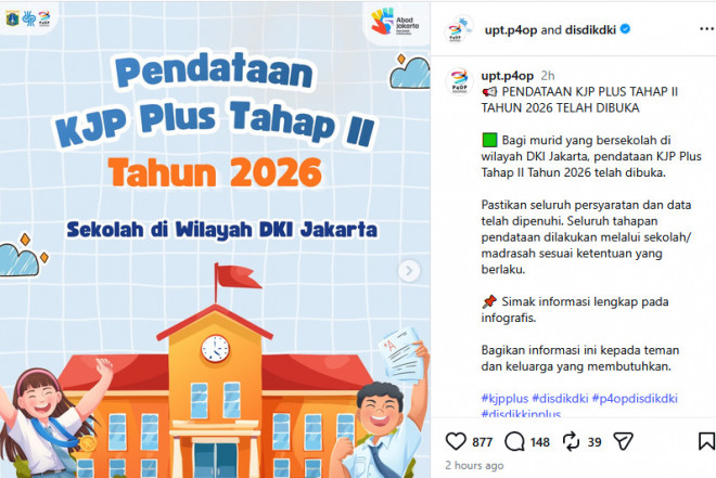Pendataan KJP Plus Tahap II 2026. Foto: Instagram @disdikdki