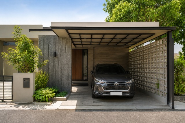 5 Model Carport dengan Dinding Roster yang Estetik dan Fungsional