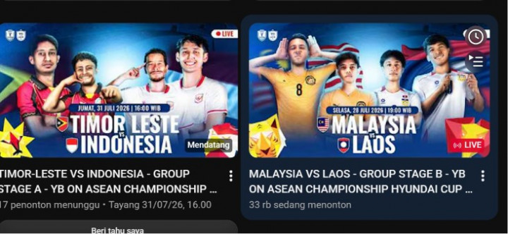 Cara Nonton Piala AFF 2026 di Kanal YouTube YB, Malam Ini Ada Malaysia vs Laos