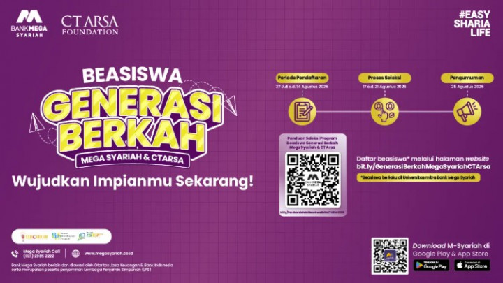 Beasiswa Generasi Berkah 2026 Dibuka: Bantuan Rp7 Juta hingga Kuota 400+ Mahasiswa