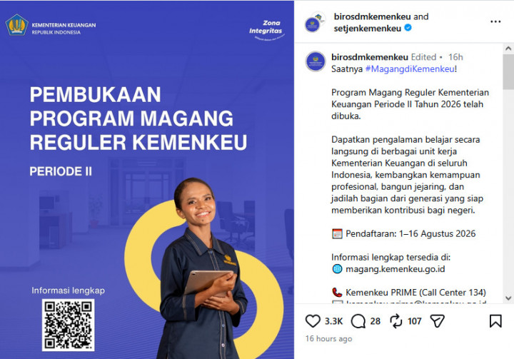 Daftar Sekarang! Program Magang Reguler Kemenkeu Periode II Dibuka, Ini Syarat, Formasi dan Jadwalnya