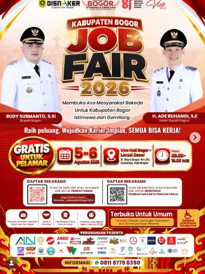 Job Fair Kabupaten Bogor 2026 Digelar 5-6 Agustus, Ada 50 Perusahaan dan Bisa Bikin Kartu Kuning