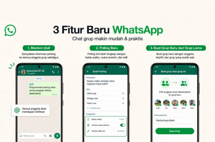 Ini 3 Fitur Baru WhatsApp untuk Grup