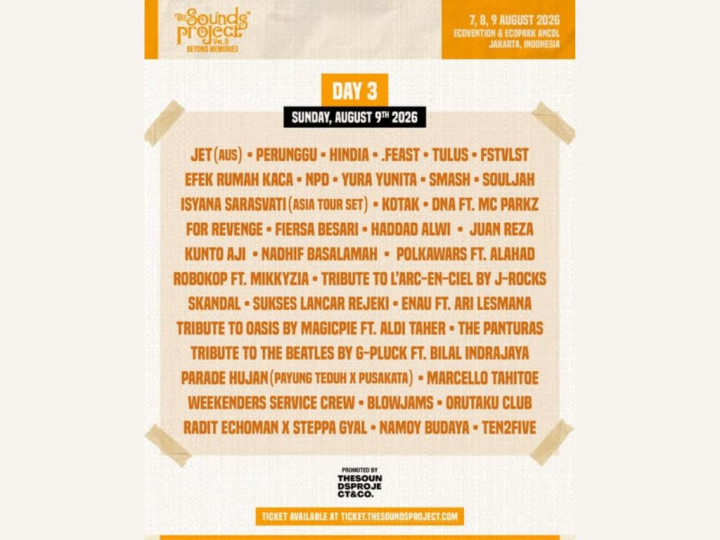 Jadwal dan Lineup The Sounds Project 2026 Hari Ketiga Lengkap