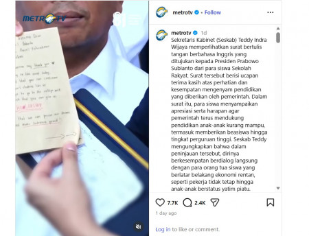 Seskab Teddy <i>Spill</i> Surat Haru Berbahasa Inggris Siswa Sekolah Rakyat untuk Presiden Prabowo