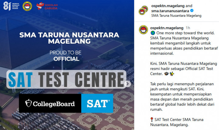 SMA Taruna Nusantara Magelang Jadi Official SAT Test Center, Catat Jadwal dan Cara Daftarnya