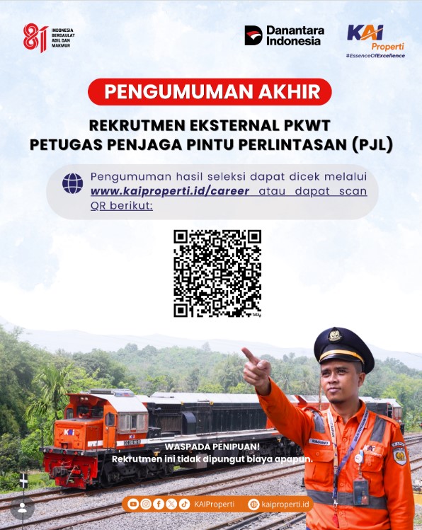 Hasil Akhir Rekrutmen PJL KAI Properti Resmi Diumumkan, Cek Nama Kamu di Sini!