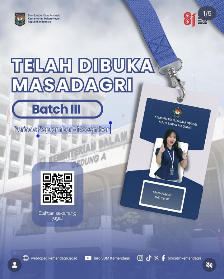 Kemendagri Buka Magang Masadagri Batch III 2026: Kuota 65 Orang, Ada Uang Harian!