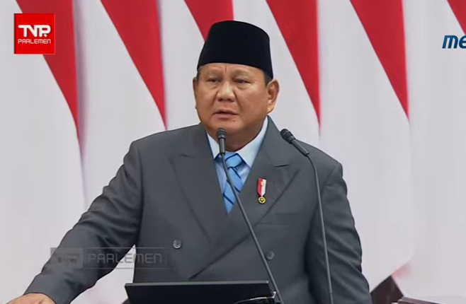 Prabowo dalam Pidato Nota Keuangan  Foto: Youtube Metro TV