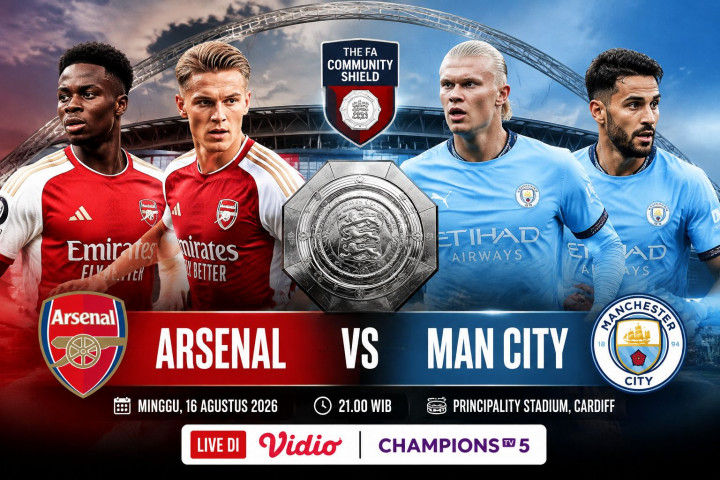 Jadwal Arsenal vs Man City di Community Shield 2026: Link Nonton Live, Jam Tayang, dan Prediksi Laga