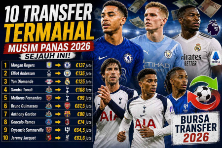 Daftar 10 Pemain Termahal Sejauh Ini di Bursa Transfer Musim Panas 2026