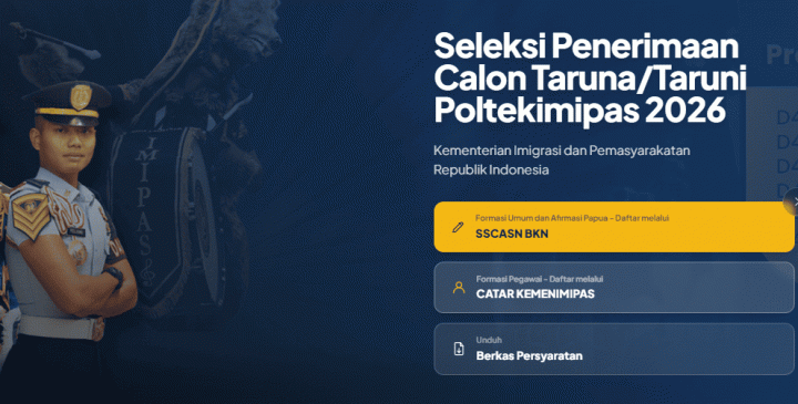 Pendaftaran Poltekimipas 2026 Dibuka: Tersedia 405 Formasi Ikatan Dinas, 6 Pilihan Prodi, Cek Syaratnya!