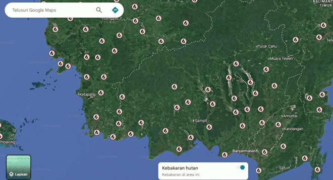 Titik Api di Google Maps