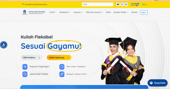 Biaya Kuliah di UT 2026 jenjang S1 hingga S3, Mulai Rp1 Juta Per Semester
