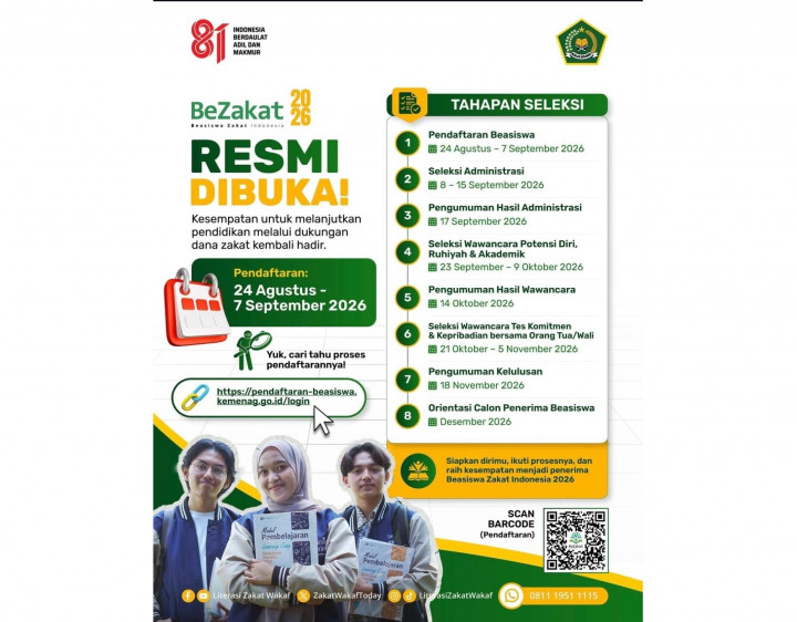 Pendaftaran BeZakat Kemenag 2026 Resmi Dibuka, Cek Syarat dan Jadwalnya